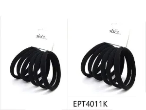 #EPT4011K Large Soft Black Stretchy Hair Tie (12PC)