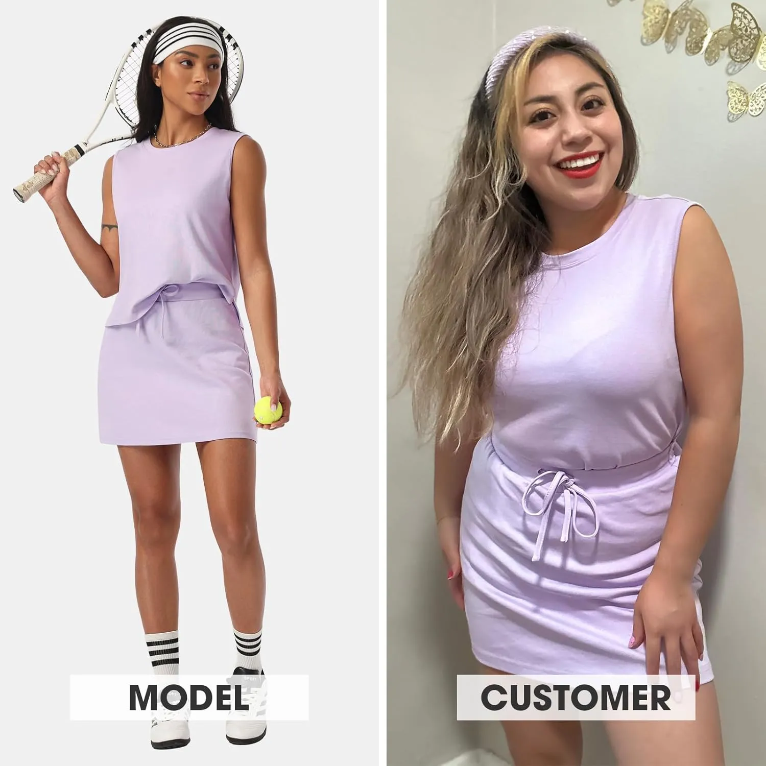 EXLURA Womens Summer 2 Piece Short Skirt Sets Sleeveless Top and Tennis Skorts Dressy Cotton Matching Sweatsuits Outfits 2025