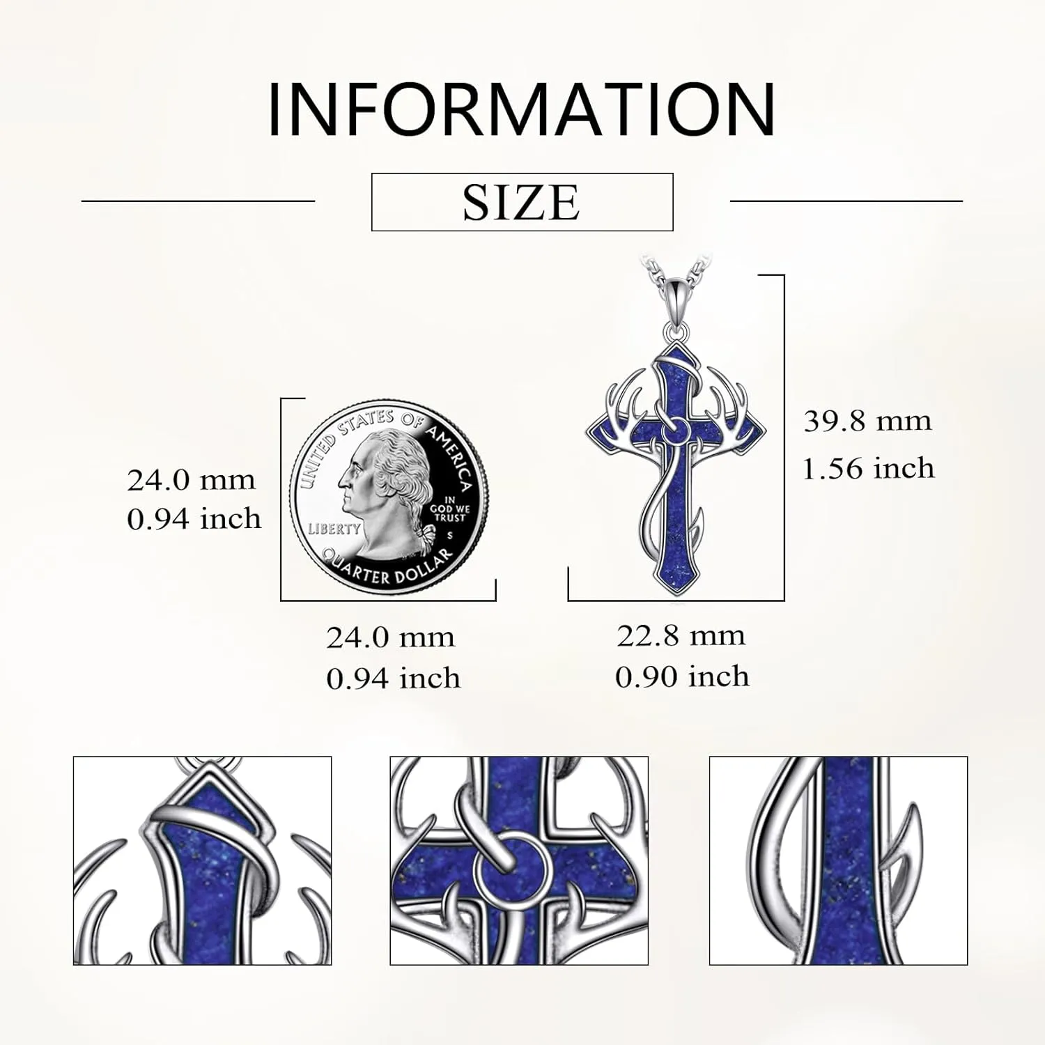Fish Hook Cross Neckalce for Men Sterling Silver Cross Pendant Necklaces Hunting Jewelry Gifts for Men Women