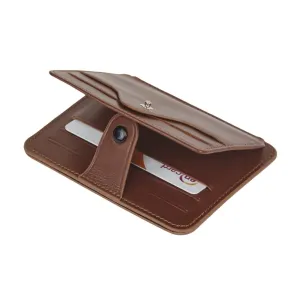 Flat Compact Credit Card Wallet With 2 ID Windows, 6CC - Havana Tan