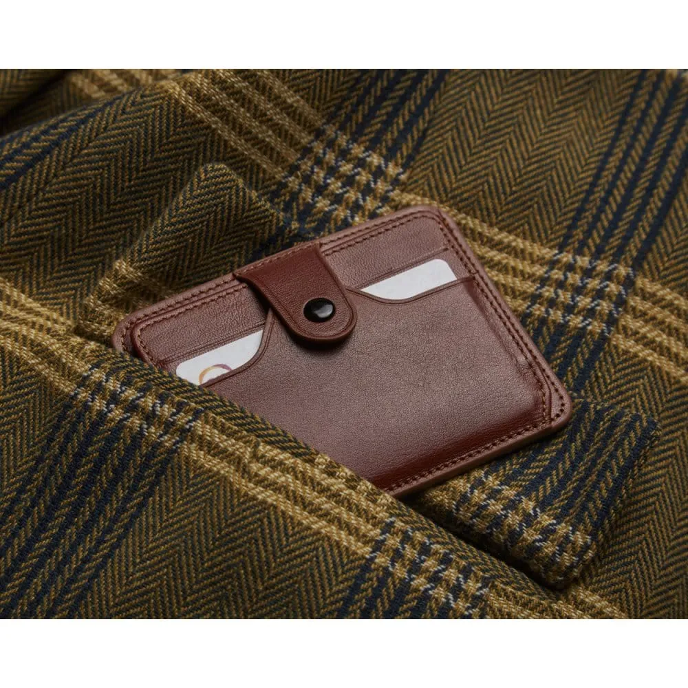 Flat Compact Credit Card Wallet With 2 ID Windows, 6CC - Havana Tan