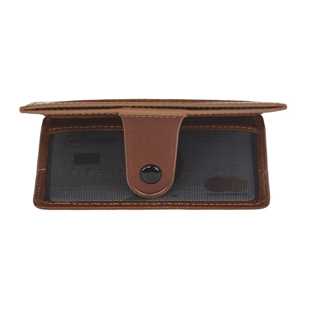 Flat Compact Credit Card Wallet With 2 ID Windows, 6CC - Havana Tan