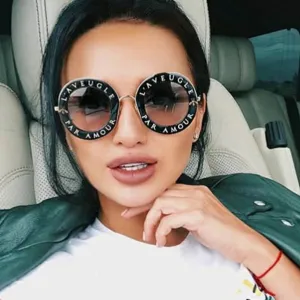“French Connection” Classic letter round frame retro sunglasses