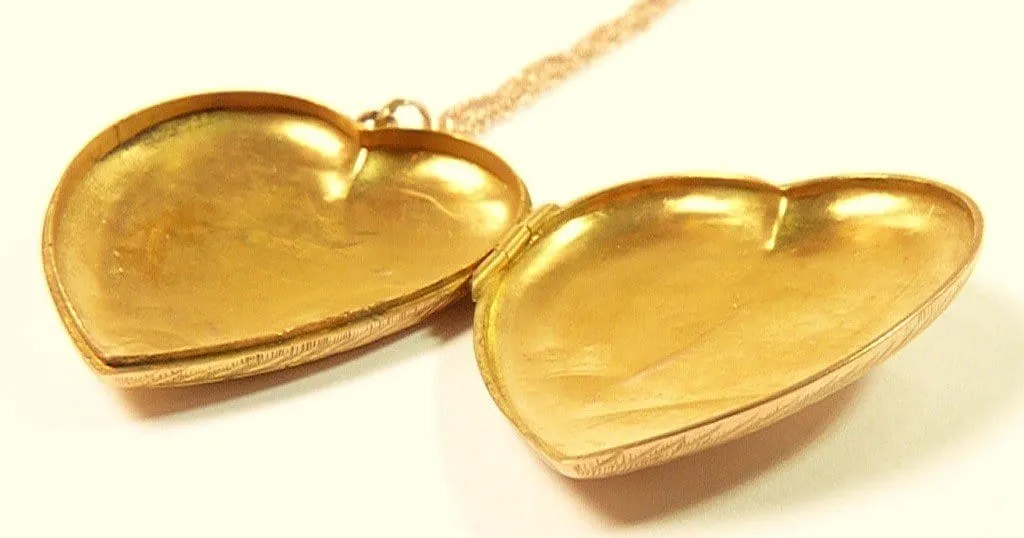 Fully Hallmarked Engraved Edwardian Rose Gold Heart Shaped Locket With Necklace 1909 Romantic Gift