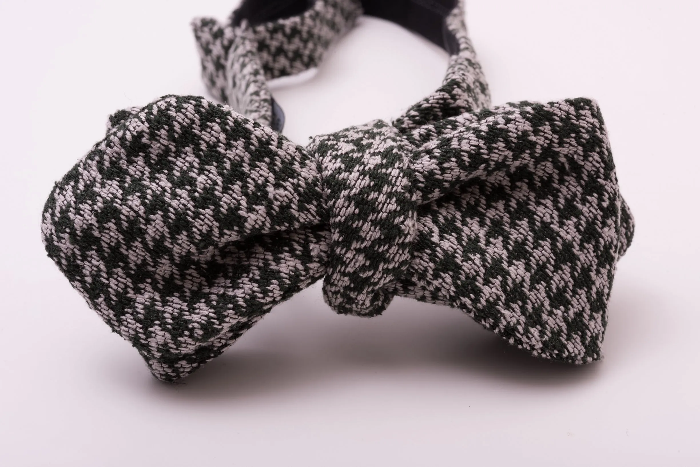 Green & Gray Houndstooth Silk Bourette Bow Tie