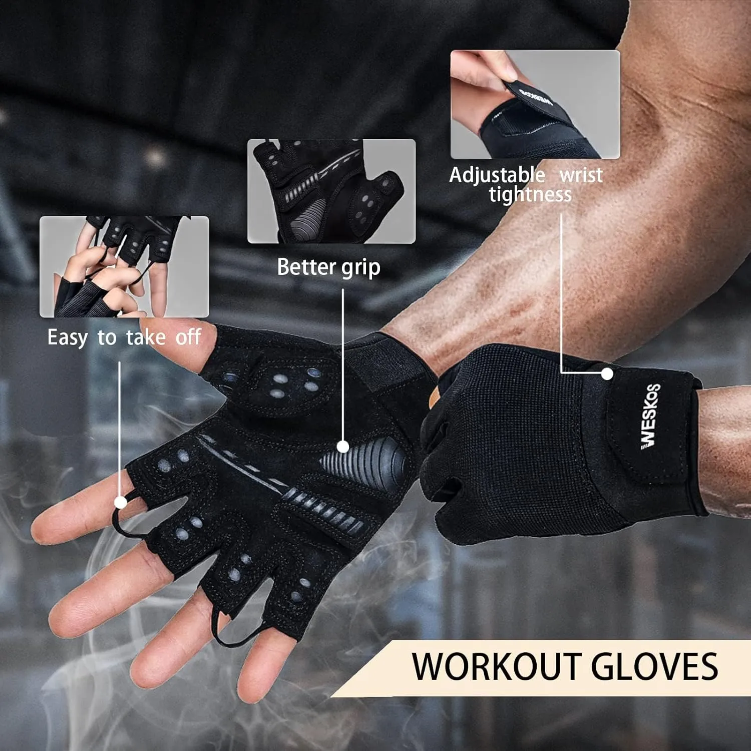 Gym Gloves for Weightlifting Women Men Anti-Slip Breathable Palm Protection for Cycling Fitness Powerlifting Bodybuilding Exercise Gloves