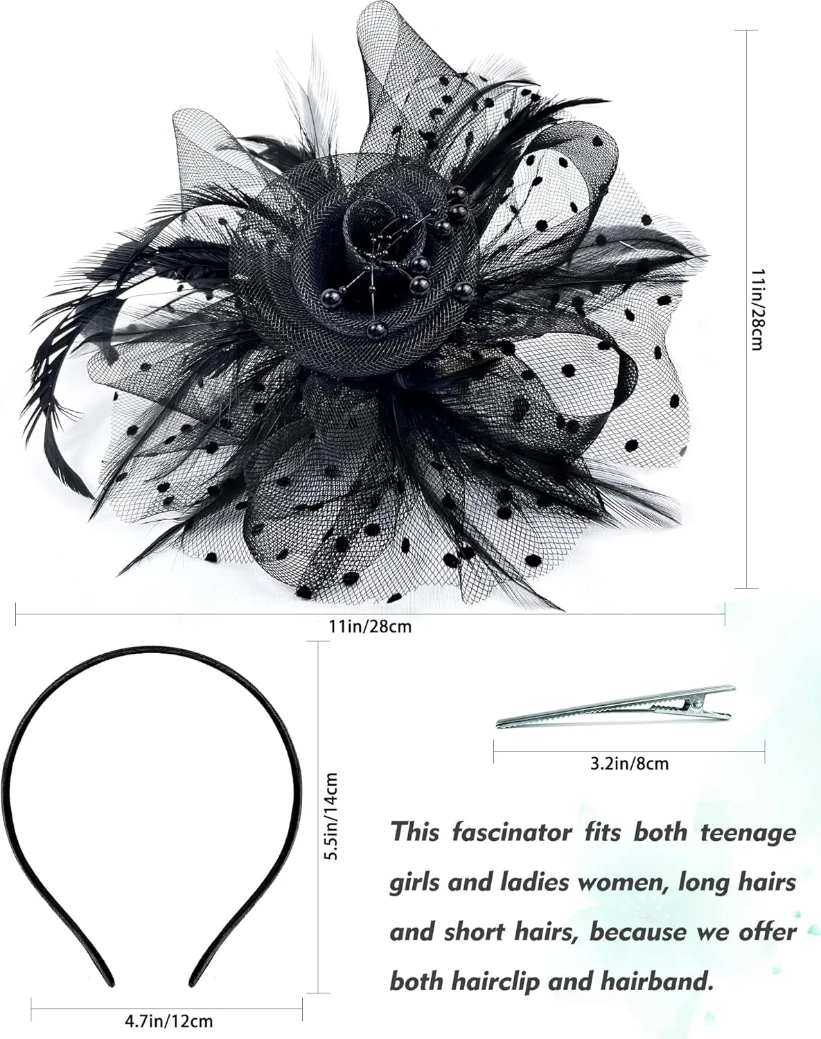 Halloween Fascinators Hat for Women Tea Party Feather Headband Mardi Gras Cocktail Hat Weddings
