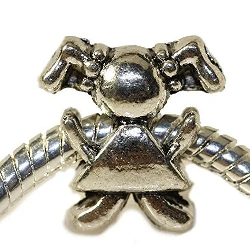 Happy Little Girl with Pony Tails European Bead Compatible for Most European Snake Chain Charm Bracelet