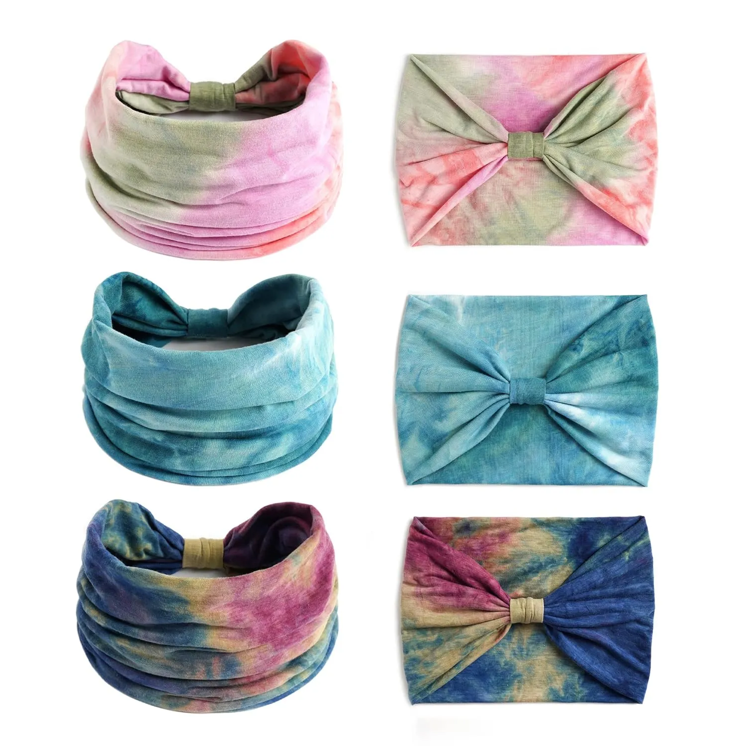 Headbands Fashion Hair Bands Soft Head Bands Elastic Headband Non Slip Wrap Headbands Breathable SweatBand Tie Dye Hairband Accessories for Women Daily 3 Pack