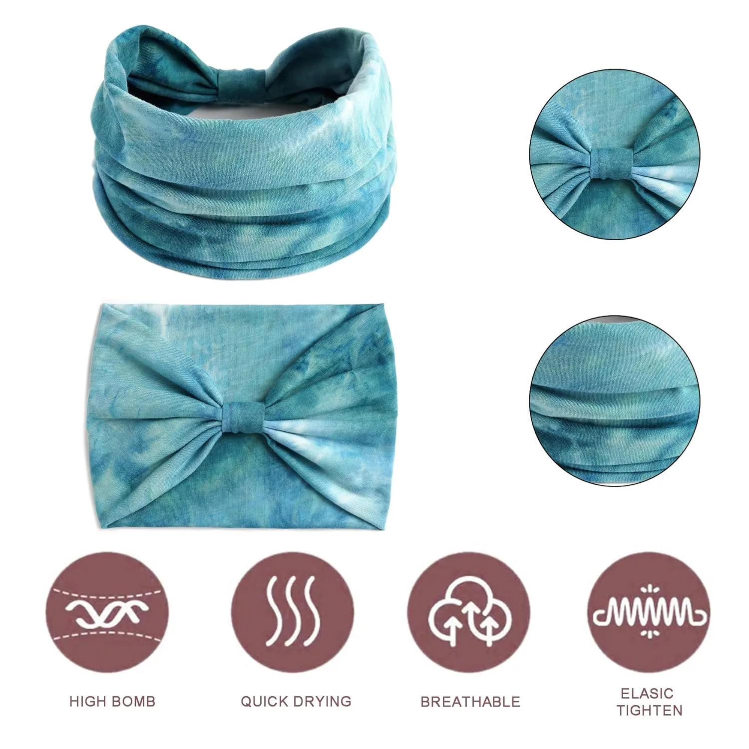 Headbands Fashion Hair Bands Soft Head Bands Elastic Headband Non Slip Wrap Headbands Breathable SweatBand Tie Dye Hairband Accessories for Women Daily 3 Pack