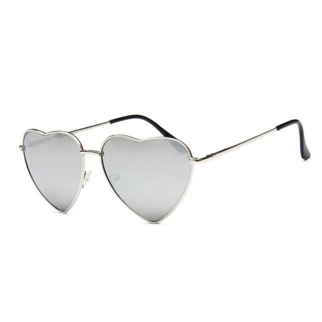 Heart Shaped Vintage Mirror Lens Retro Sunglasses