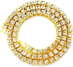 HH BLING EMPIRE Gold Silver Iced Out Diamond Tennis Chain Necklace for Men Women, Rhinestone Tennis Necklaces for Women and Teens, Tennis and Cuban Link Chains 18-30 Inches