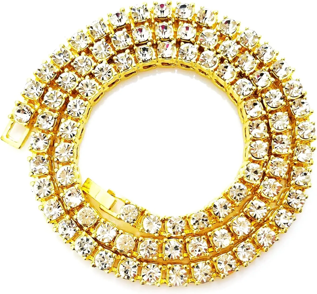 HH BLING EMPIRE Gold Silver Iced Out Diamond Tennis Chain Necklace for Men Women, Rhinestone Tennis Necklaces for Women and Teens, Tennis and Cuban Link Chains 18-30 Inches