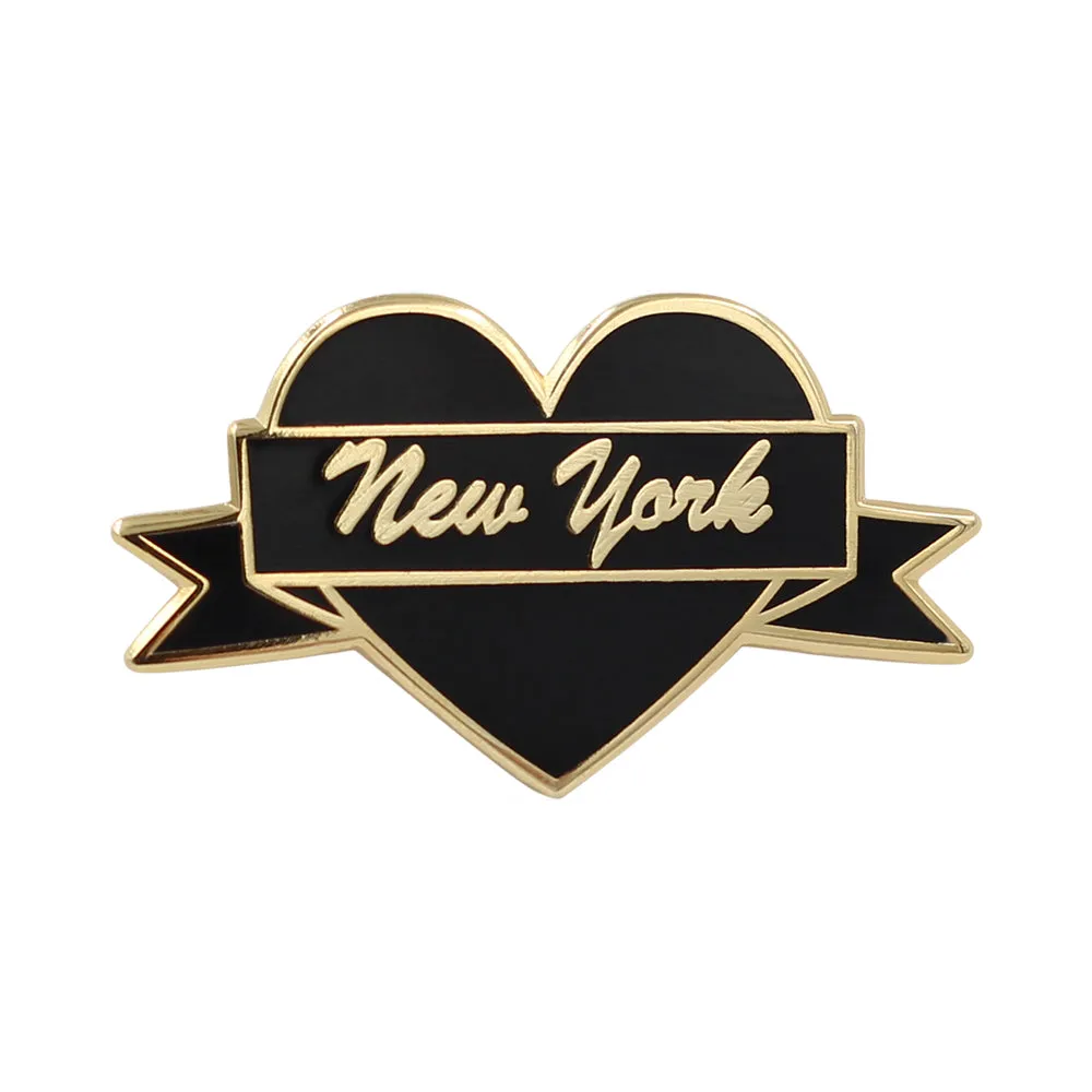I Heart New York – Black & Gold City Pin