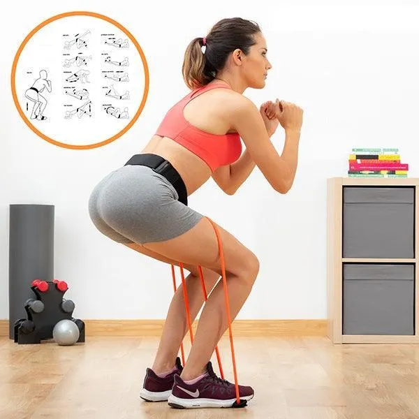 InnovaGoods Bootrainer Belt with Resistance Bands for Glutes and Exercise Guide - Black | 815648