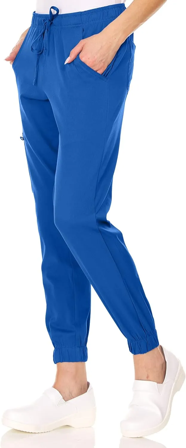 MediChic Womens Scrub Joggers 4-Way Stretch Anti-Wrinkle Moisture-Wicking Elastic Waistband Four Pocket Jogger Pants
