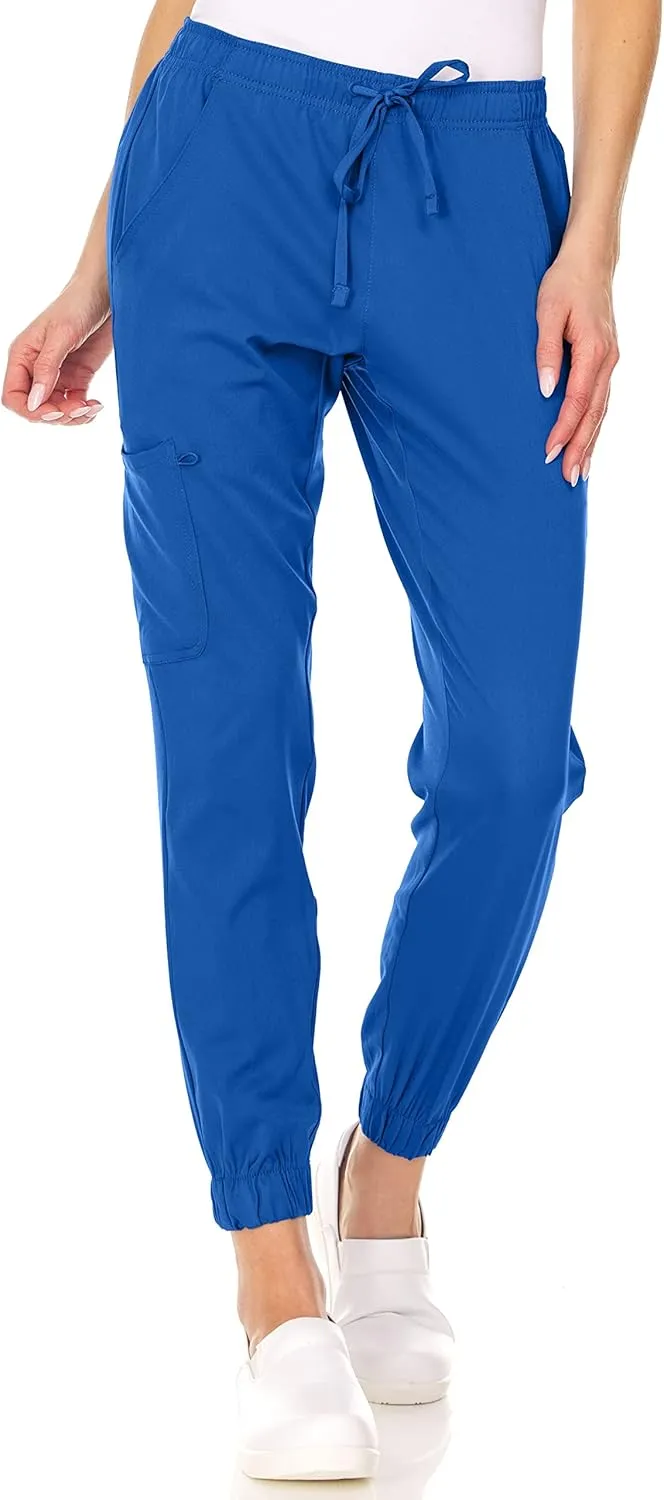 MediChic Womens Scrub Joggers 4-Way Stretch Anti-Wrinkle Moisture-Wicking Elastic Waistband Four Pocket Jogger Pants