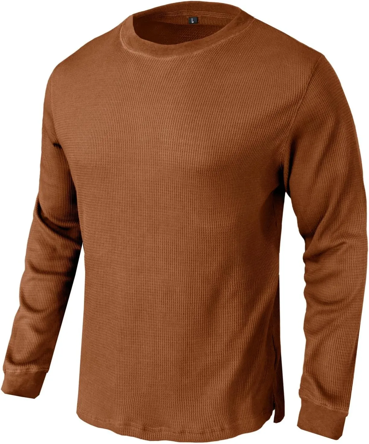 Men's Waffle Basic T-Shirt Long Sleeve Thermal Crew Neck Casual Top Underwear Lightweight Base Layer