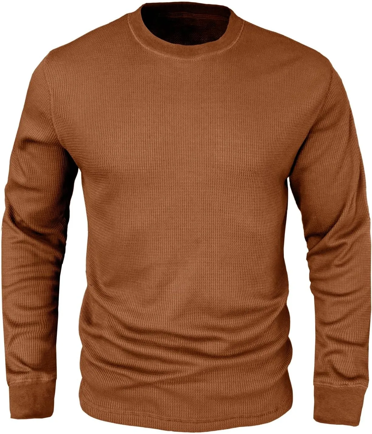 Men's Waffle Basic T-Shirt Long Sleeve Thermal Crew Neck Casual Top Underwear Lightweight Base Layer