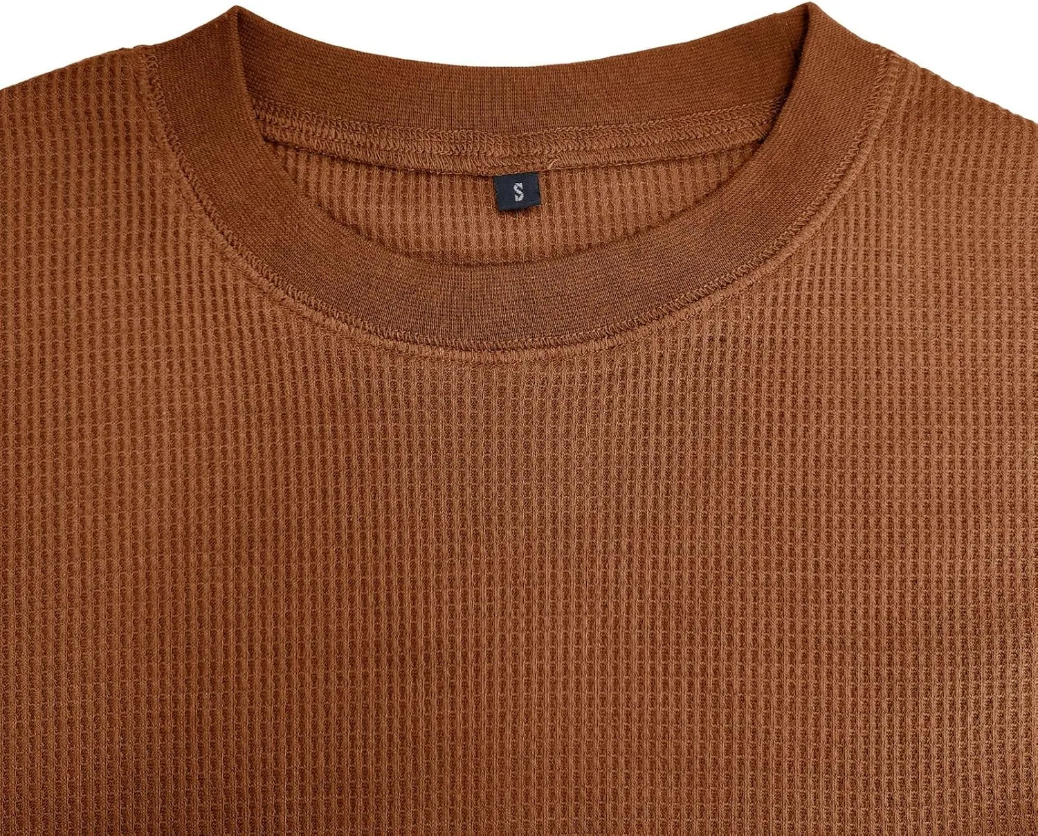 Men's Waffle Basic T-Shirt Long Sleeve Thermal Crew Neck Casual Top Underwear Lightweight Base Layer