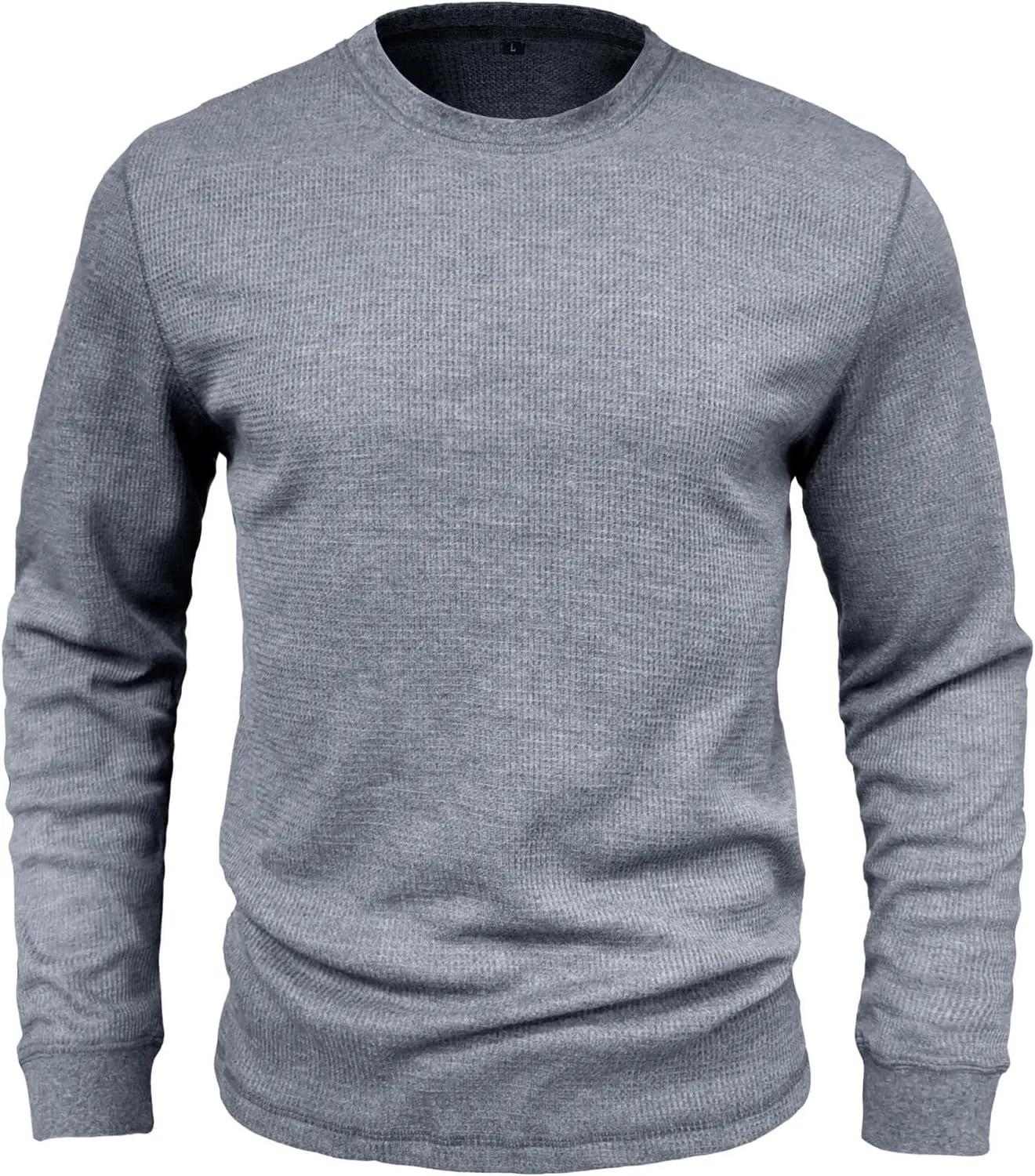 Men's Waffle Basic T-Shirt Long Sleeve Thermal Crew Neck Casual Top Underwear Lightweight Base Layer