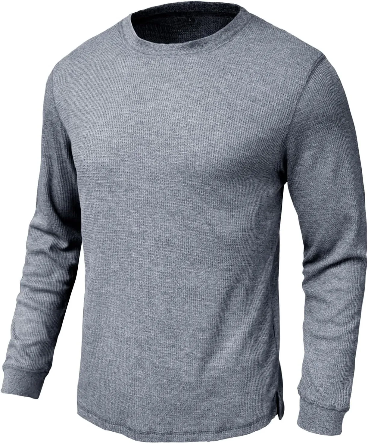 Men's Waffle Basic T-Shirt Long Sleeve Thermal Crew Neck Casual Top Underwear Lightweight Base Layer