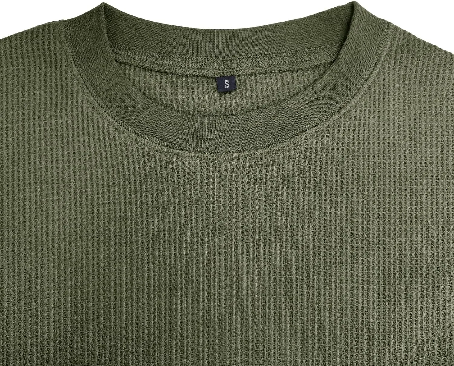 Men's Waffle Basic T-Shirt Long Sleeve Thermal Crew Neck Casual Top Underwear Lightweight Base Layer
