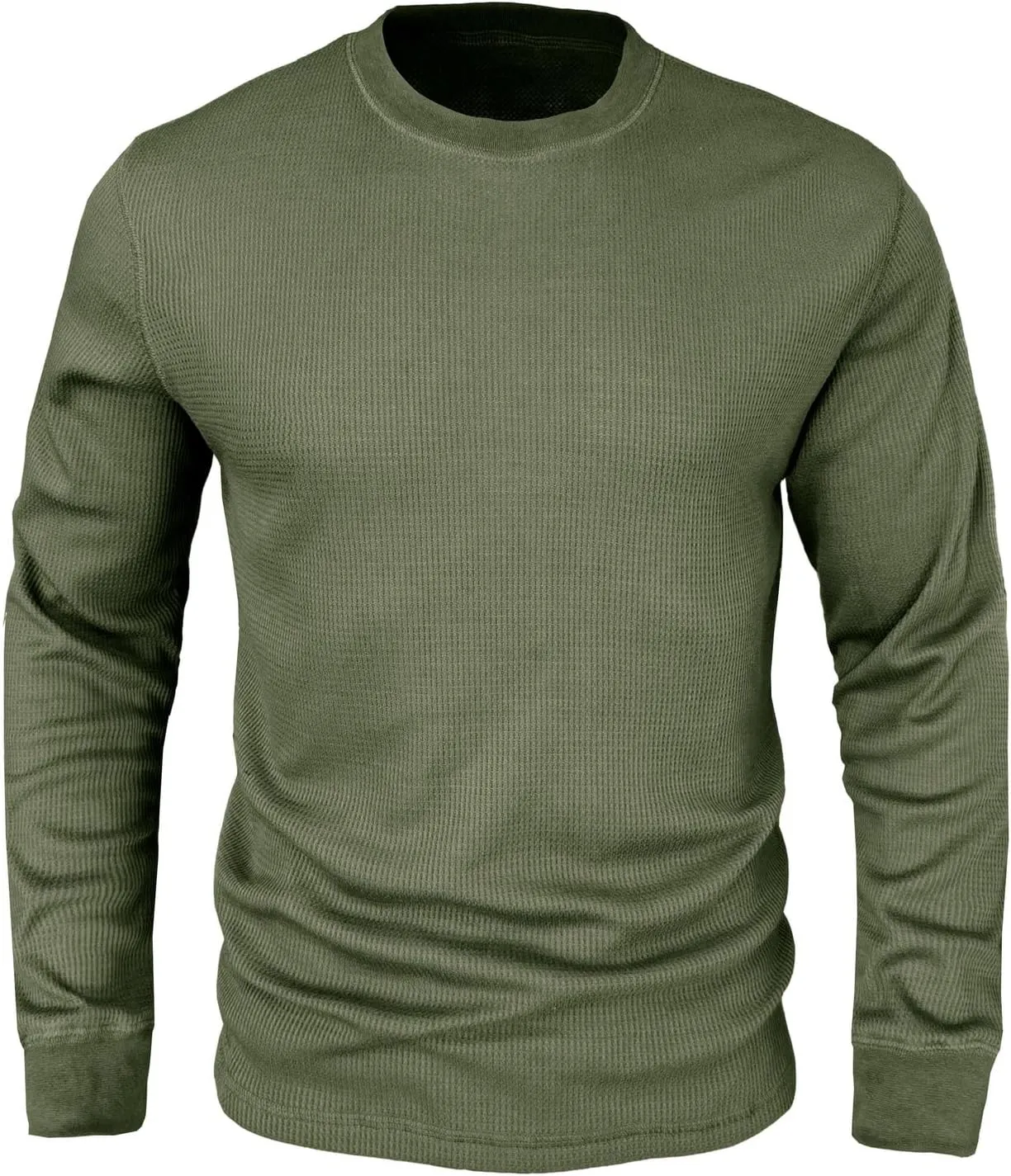 Men's Waffle Basic T-Shirt Long Sleeve Thermal Crew Neck Casual Top Underwear Lightweight Base Layer