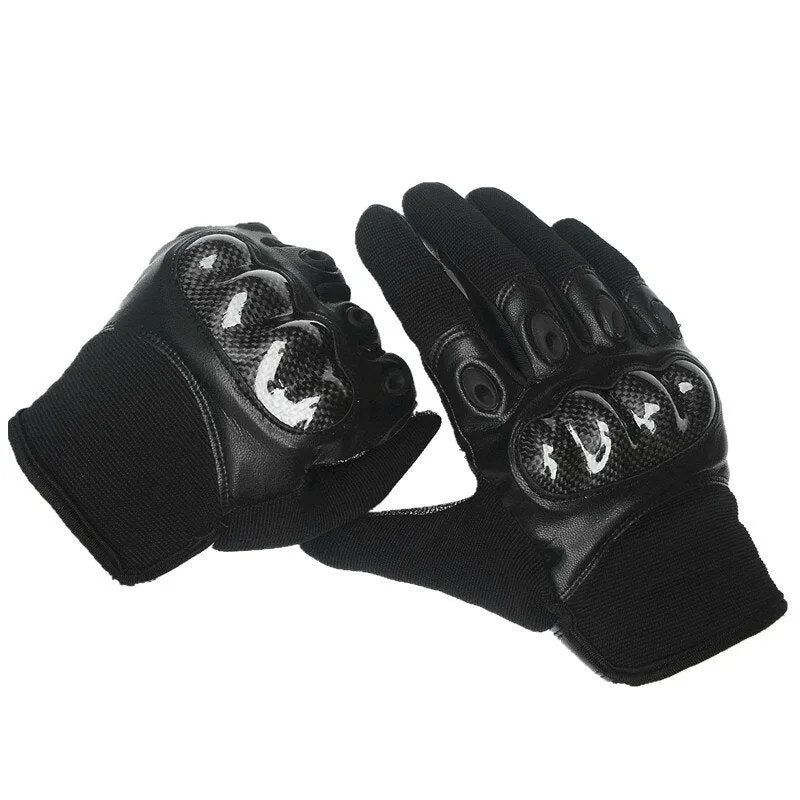 Men's Wear-Resistant Non-Slip Tactical Military Training Anti-Cut Full Finger Leather Gloves