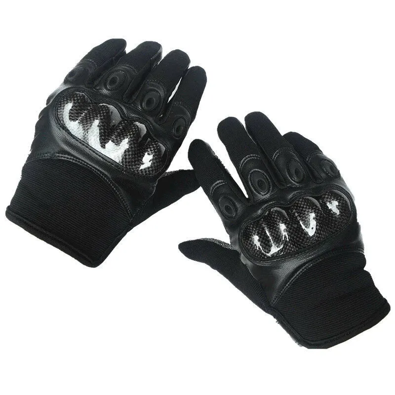 Men's Wear-Resistant Non-Slip Tactical Military Training Anti-Cut Full Finger Leather Gloves