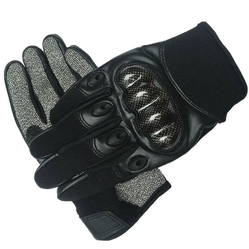 Men's Wear-Resistant Non-Slip Tactical Military Training Anti-Cut Full Finger Leather Gloves