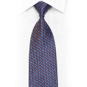 Orange Geometric On Navy Rhinestone Necktie With Sparkles