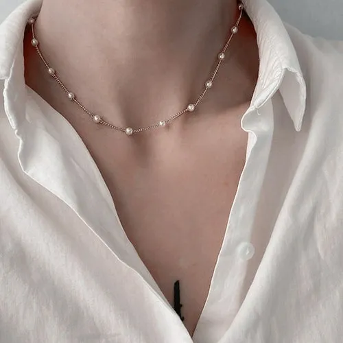 Pearl Choker Gold Pendant | Pearl Gold Choker Necklace | Gold Necklace