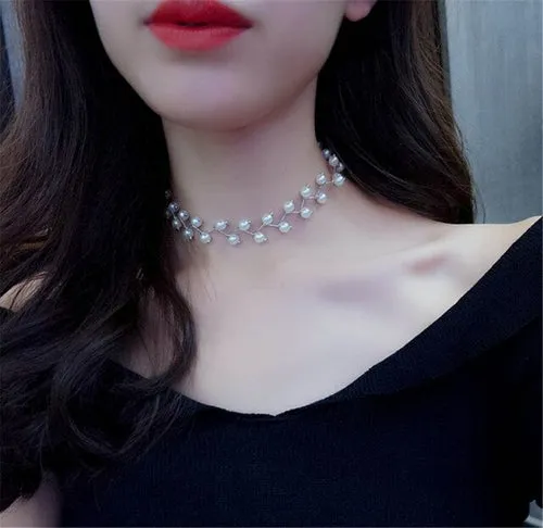 Pearl Choker Gold Pendant | Pearl Gold Choker Necklace | Gold Necklace