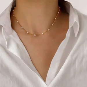 Pearl Choker Gold Pendant | Pearl Gold Choker Necklace | Gold Necklace