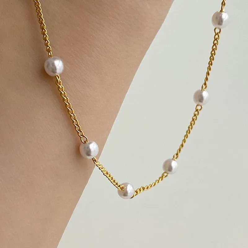 Pearl Choker Gold Pendant | Pearl Gold Choker Necklace | Gold Necklace