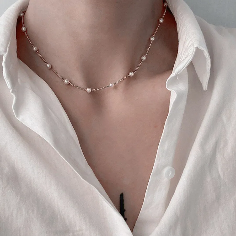 Pearl Choker Gold Pendant | Pearl Gold Choker Necklace | Gold Necklace