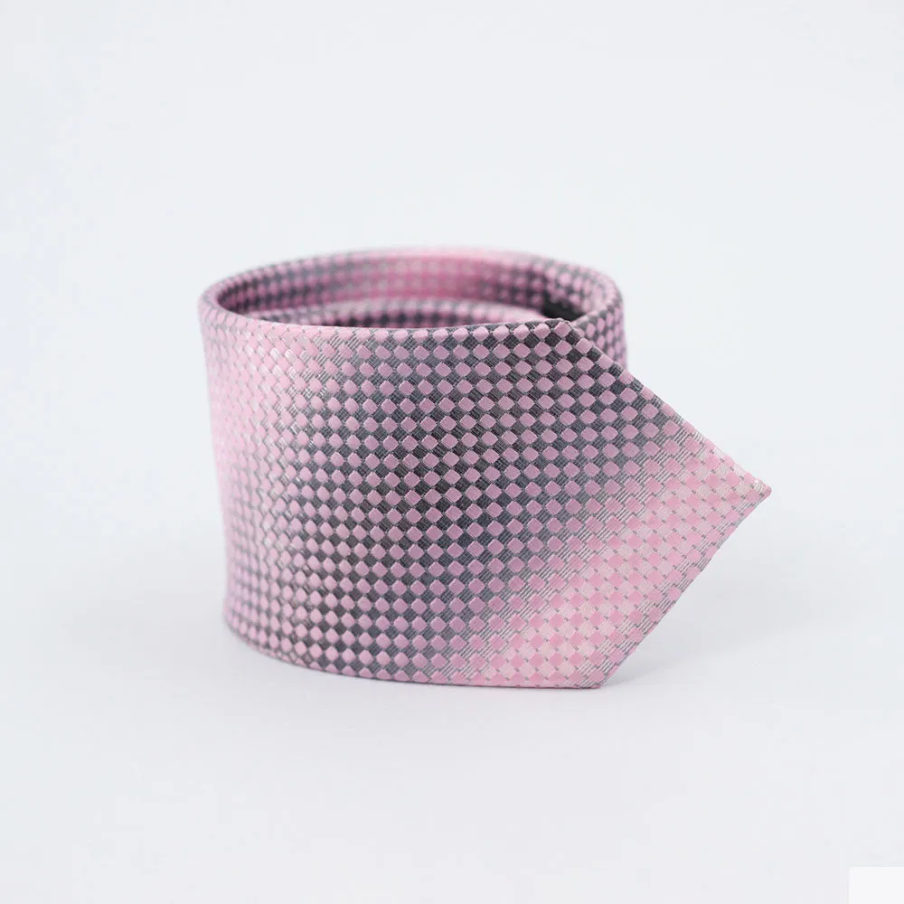 PINK & SILVER DICED CHECK TIE