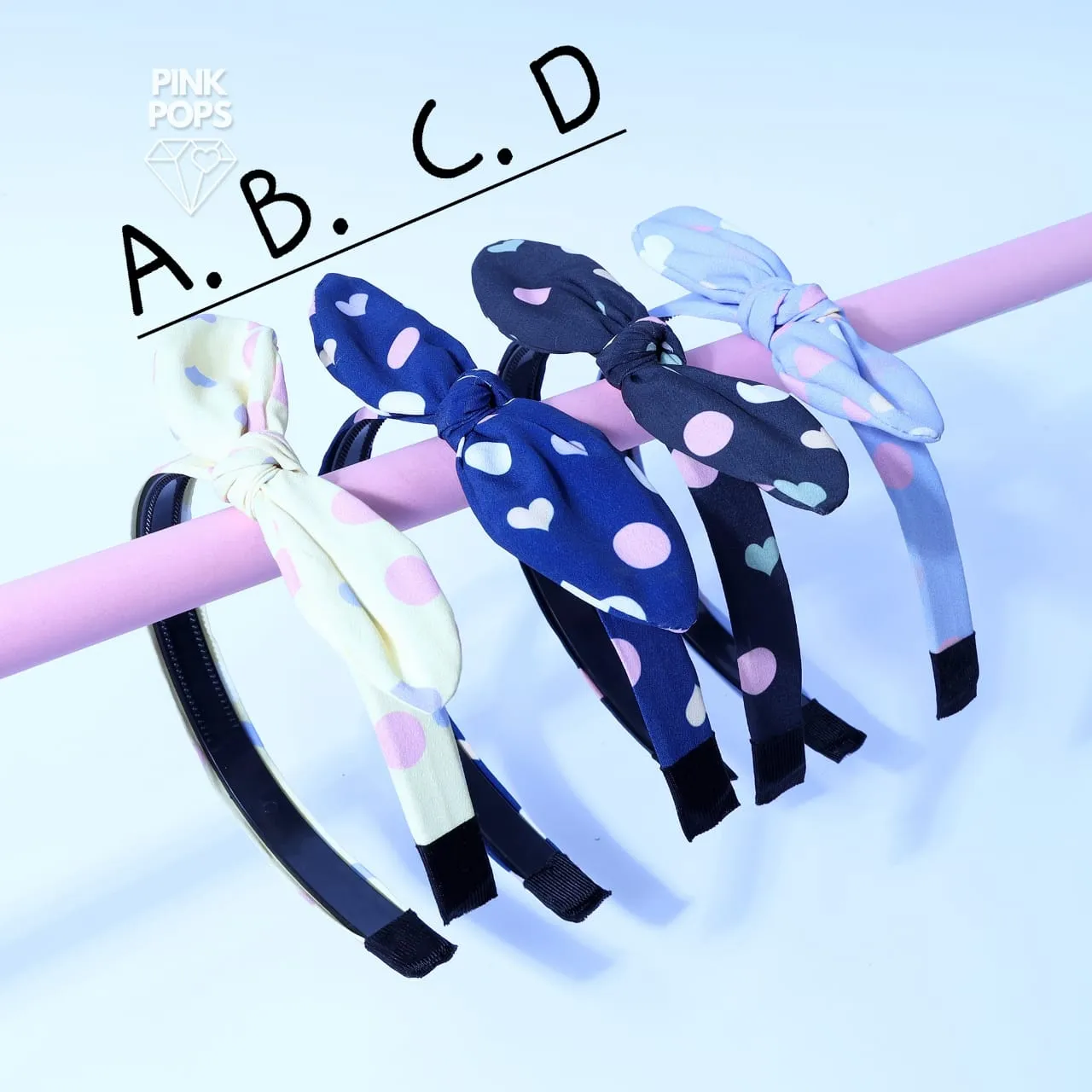 Pink Heart Knotted Hairbands