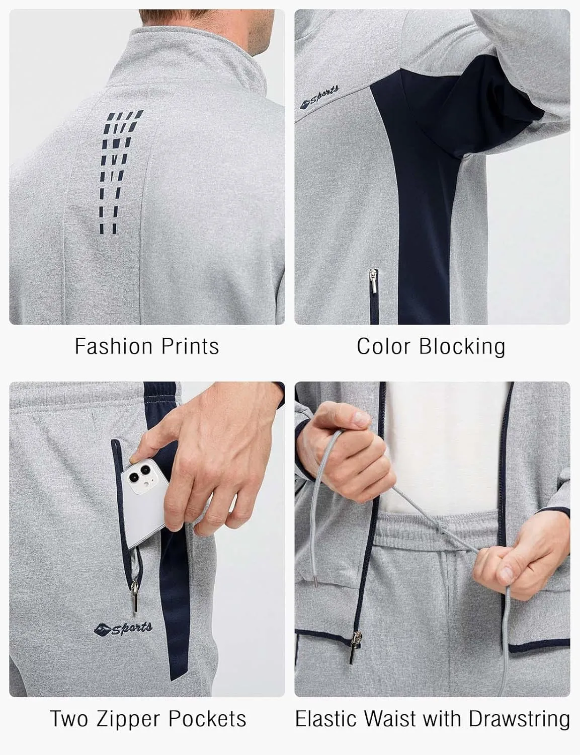 Rdruko Men's Tracksuit Sweatsuits 2 Piece Set Athletic Jogging Gym Activewear Sweat Track Suits Sets