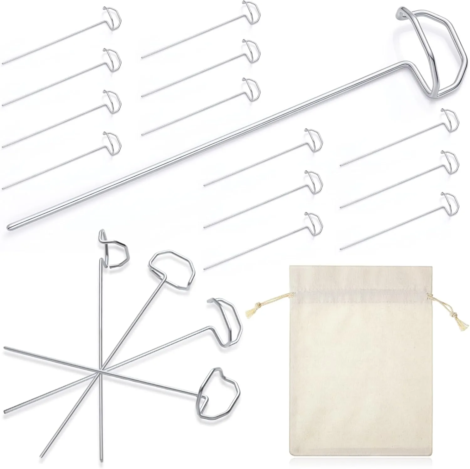 Shimeyao 24 Pack 6" Archery Target Pins with Loop Handle Heavy Duty Stainless Steel for Thickened Bow Foam Straw Archery Targets for Backyard, Garden Landscape Staples, Range Hunting Practice