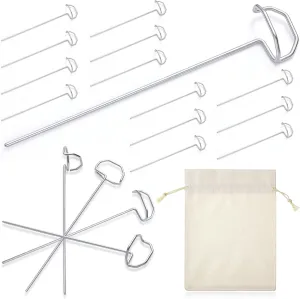 Shimeyao 24 Pack 6" Archery Target Pins with Loop Handle Heavy Duty Stainless Steel for Thickened Bow Foam Straw Archery Targets for Backyard, Garden Landscape Staples, Range Hunting Practice