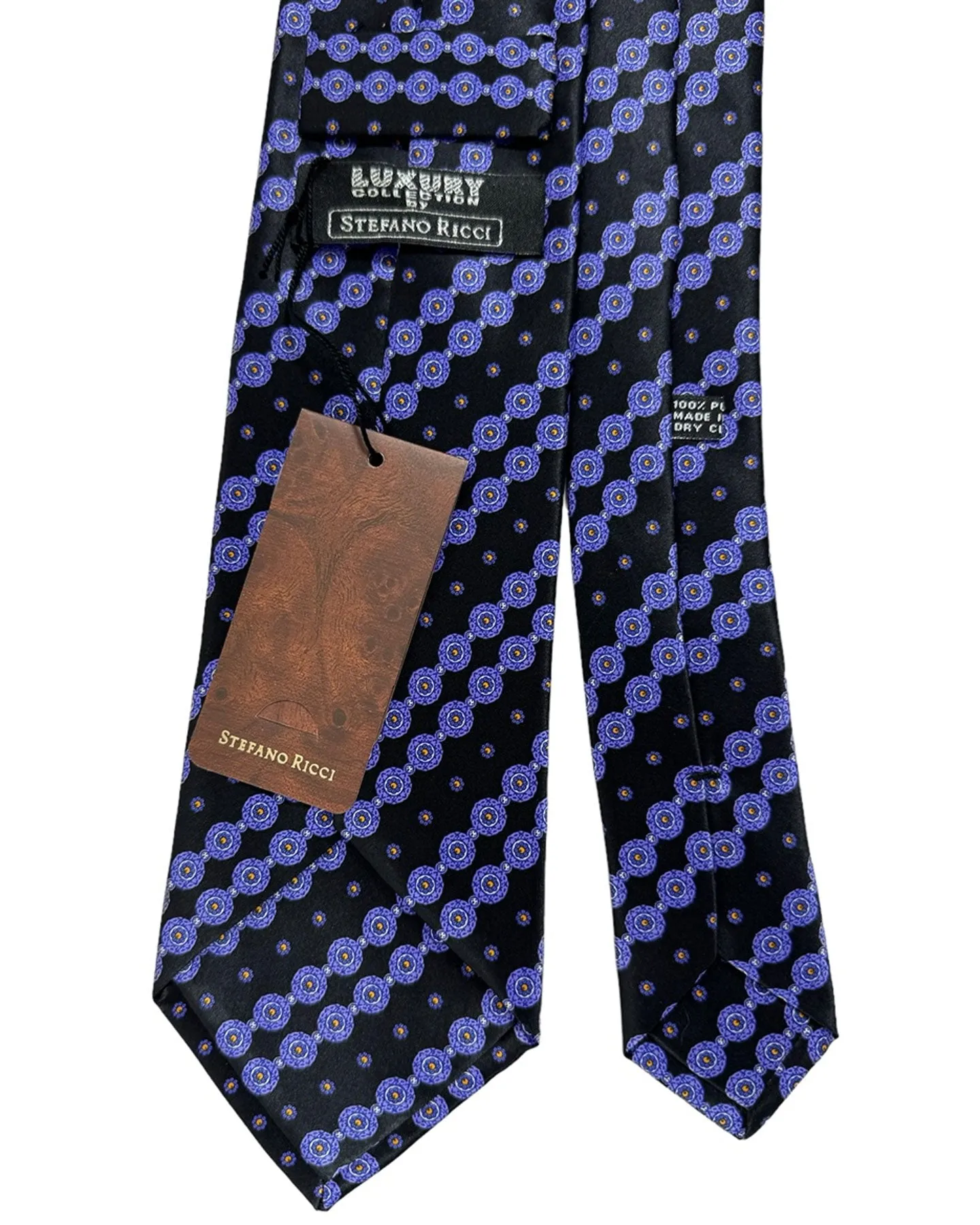 Stefano Ricci Silk Tie Purple Mini Flowers Stripes