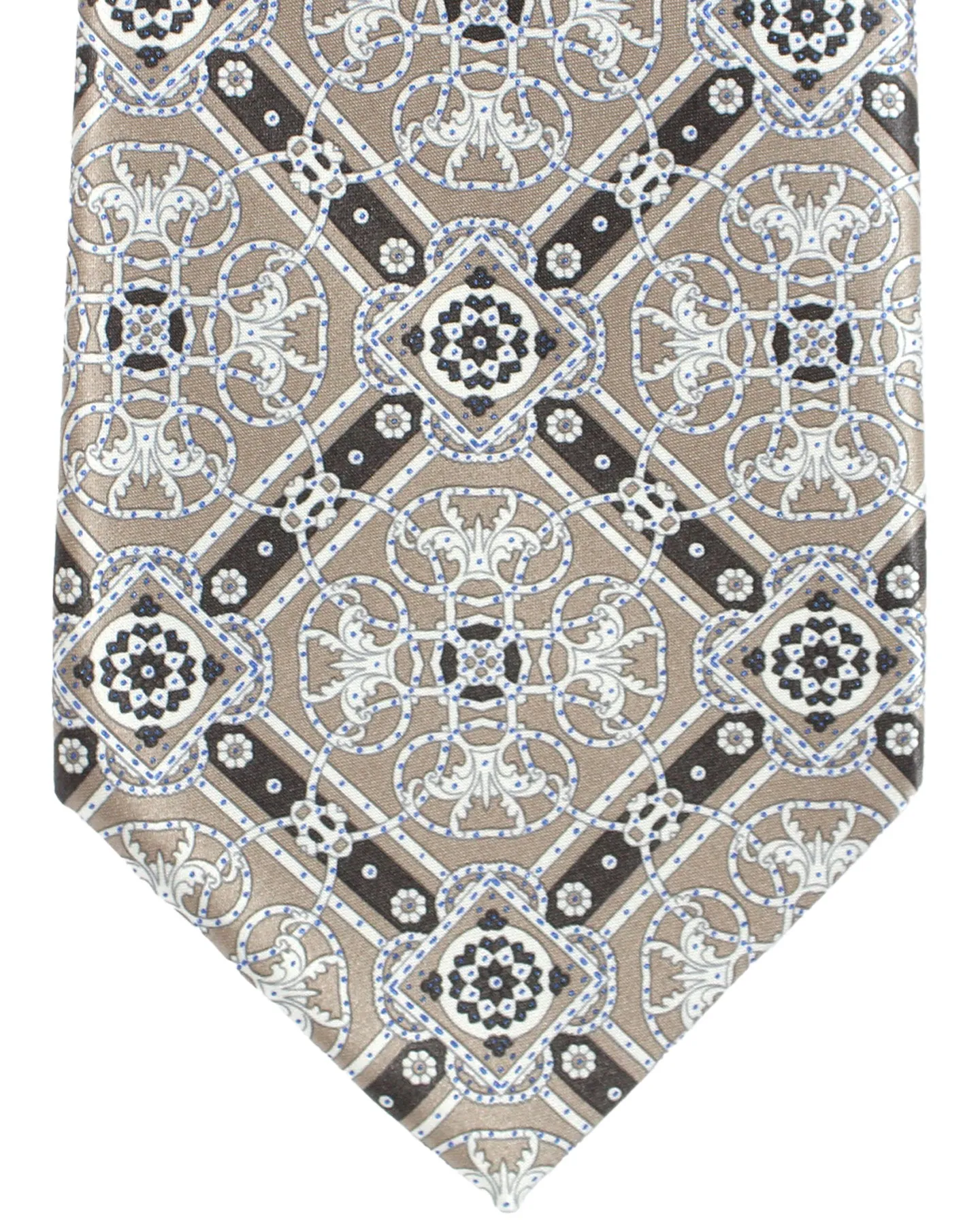 Stefano Ricci Silk Tie Taupe Brown Medallions