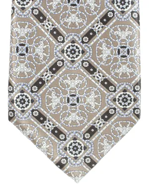 Stefano Ricci Silk Tie Taupe Brown Medallions