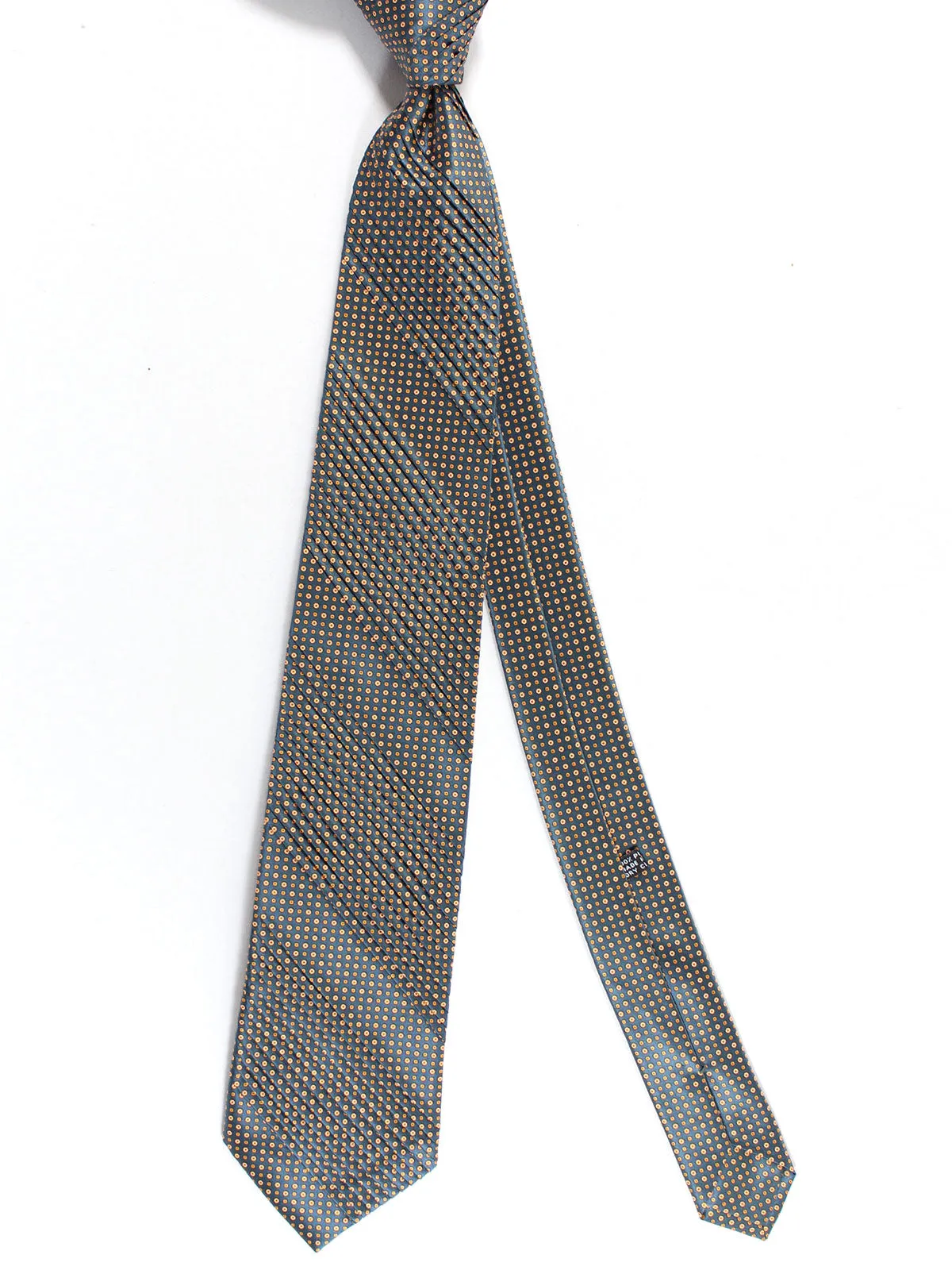 Stefano Ricci Tie Dark Gray Orange Geometric - Pleated Silk SALE