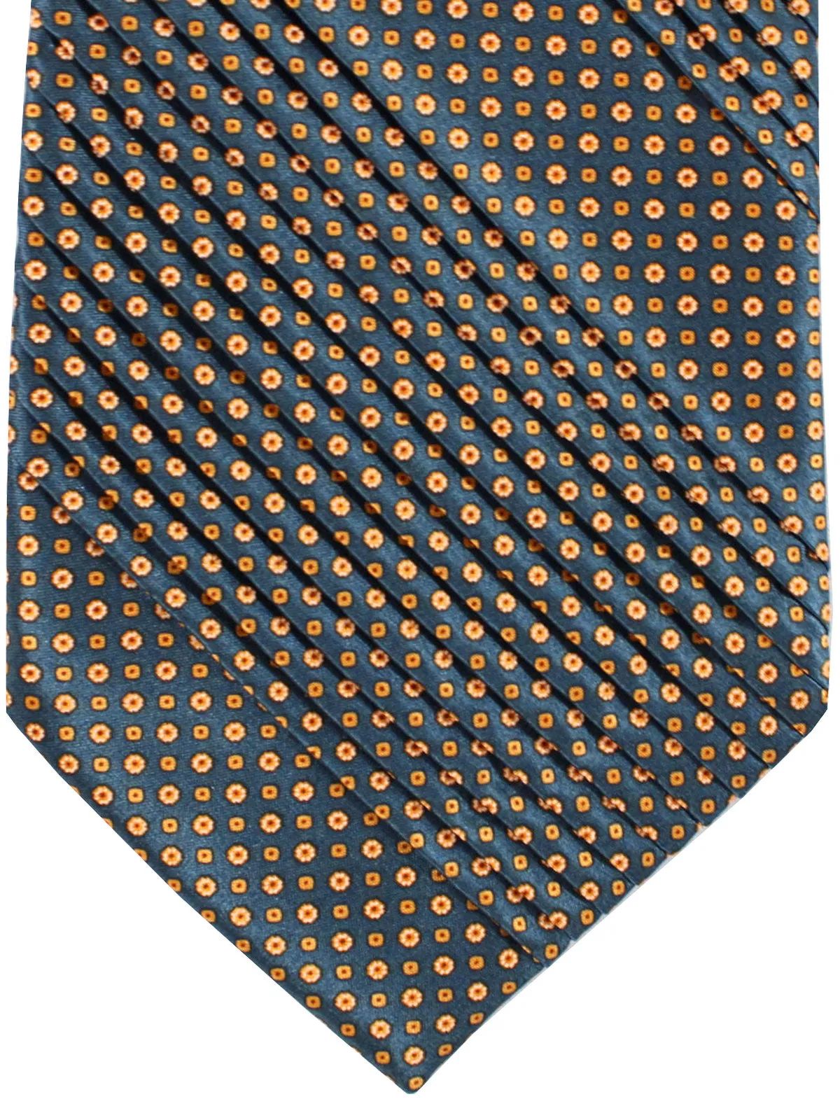 Stefano Ricci Tie Dark Gray Orange Geometric - Pleated Silk SALE