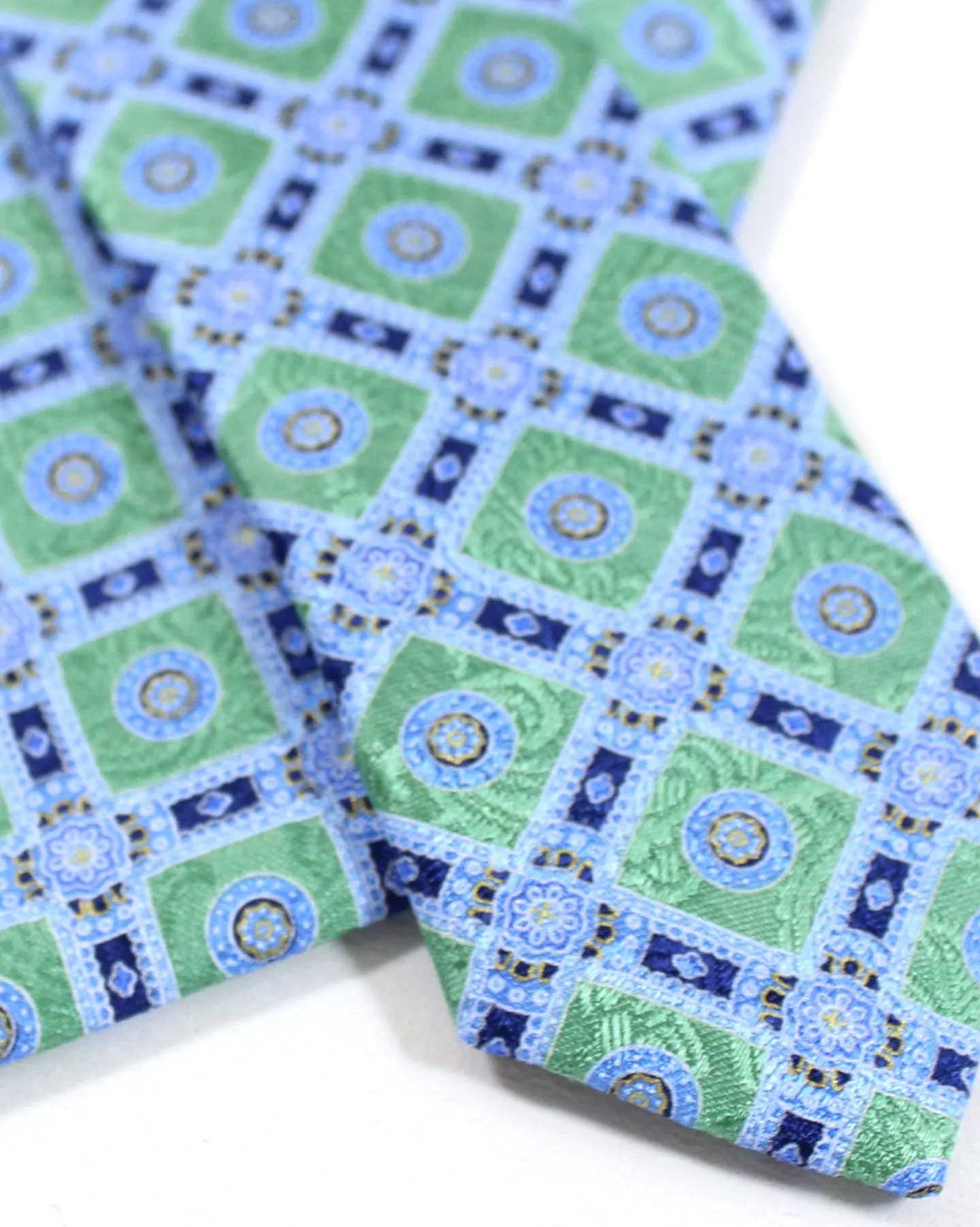Stefano Ricci Tie Green Blue Medallions Design SALE