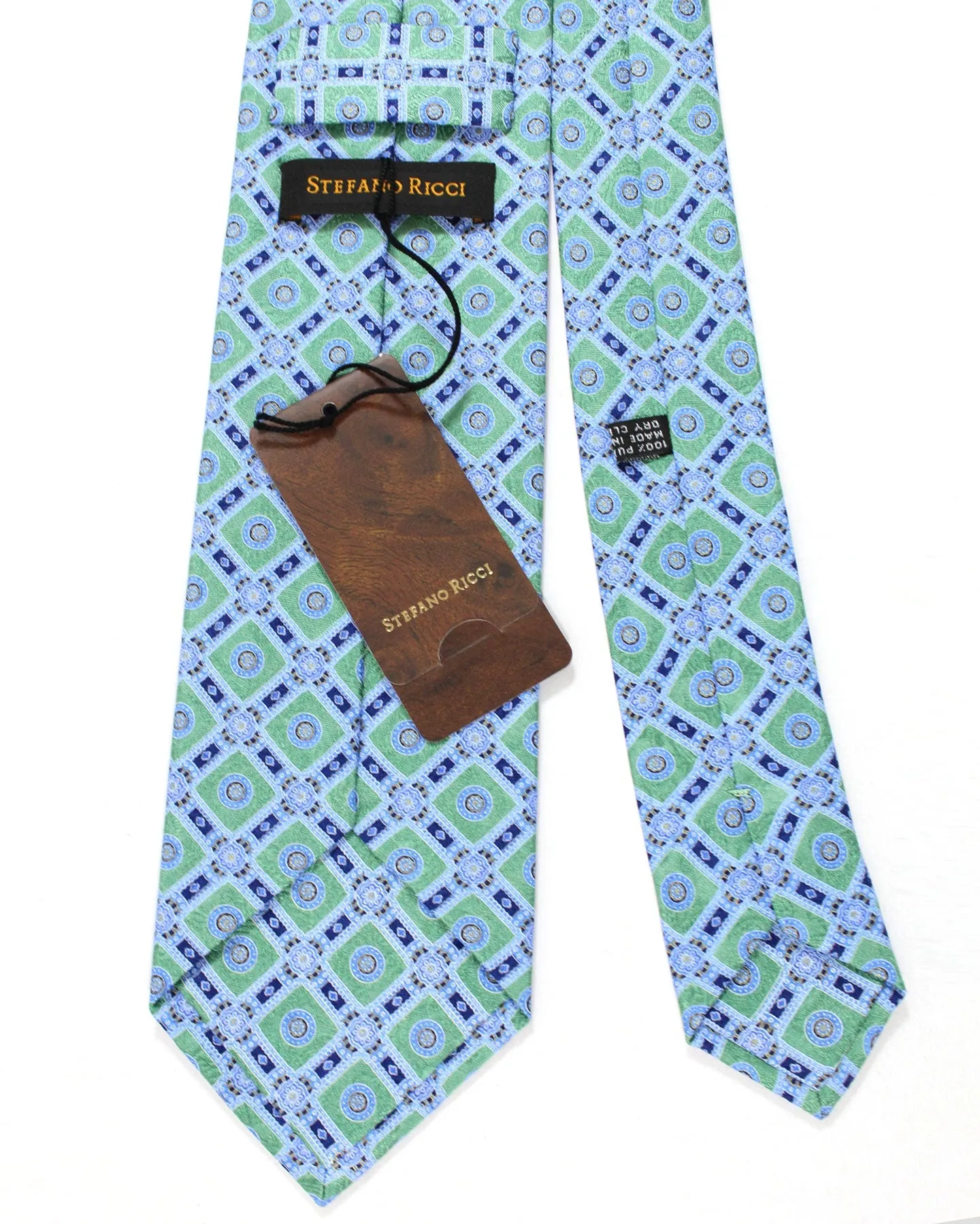 Stefano Ricci Tie Green Blue Medallions Design SALE