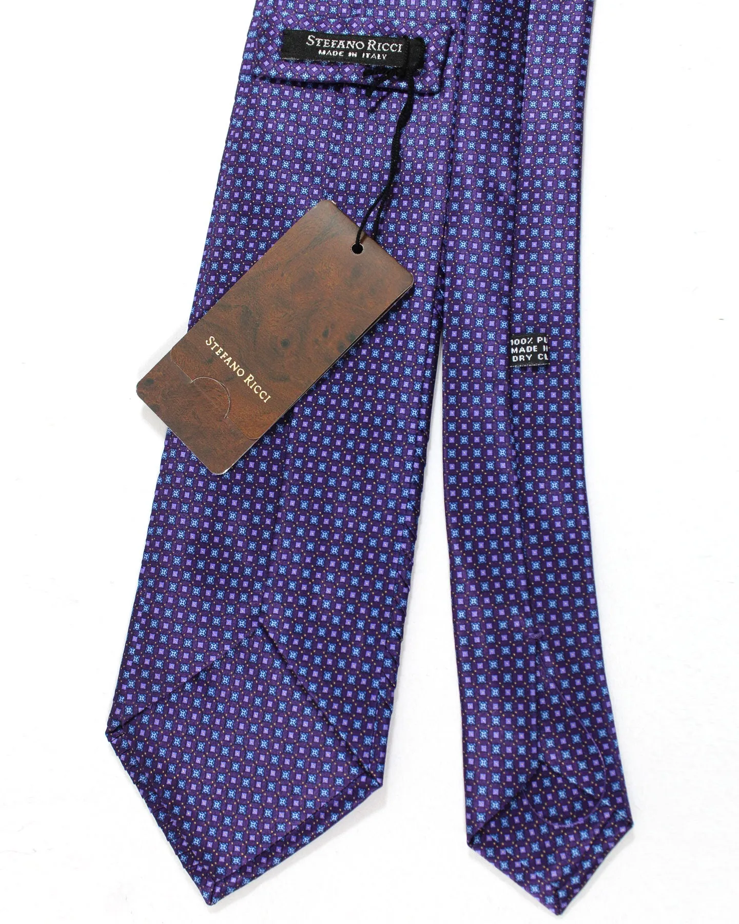Stefano Ricci Tie Purple Geometric - Pleated Silk